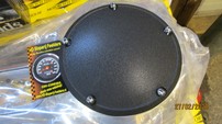 TWIN-Cam DERBY COVER, DOMED STEPPED BLACK WRINKLE 514943